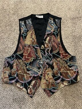 vintage Facets by Mirrors horse tapestry vest women’s size large